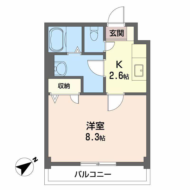 JRBハイツふしの(1K/1階)の間取り写真
