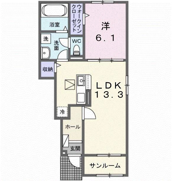 けやきレジデンスα(1LDK/1階)の間取り写真