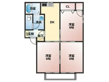 カーサ近藤IIC(2LDK/2階)の間取り写真