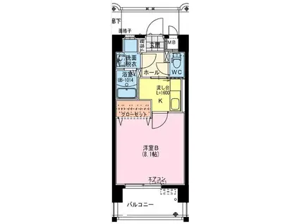 ヴィスコンティ(1K/5階)の間取り写真