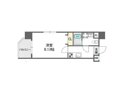 ドゥエリング梅田(1K/2階)の間取り写真