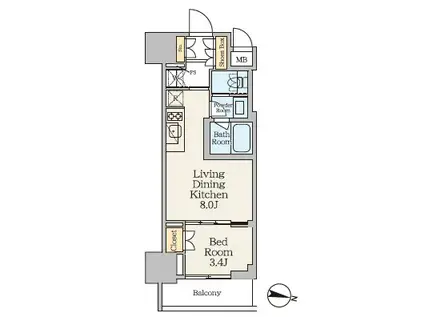 クレストコート池上(1LDK/10階)の間取り写真