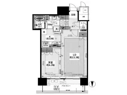 パークシティ武蔵小杉ミッドスカイタワー(1LDK/26階)の間取り写真