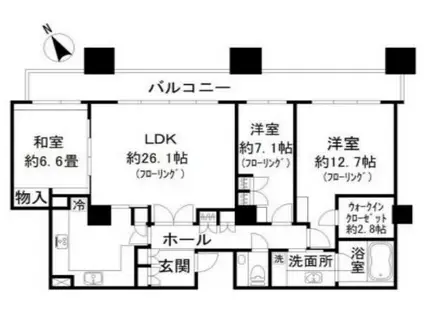 東京ツインパークスライトウイング(3LDK/45階)の間取り写真