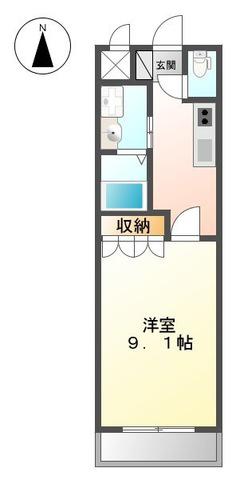 パークヒルズ庄町(1K/4階)の間取り写真