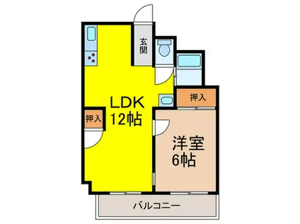 クィーンハイツ久宝寺(1LDK/1階)の間取り写真