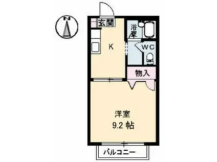シャーメゾン花ノ宮(1K/2階)の間取り写真