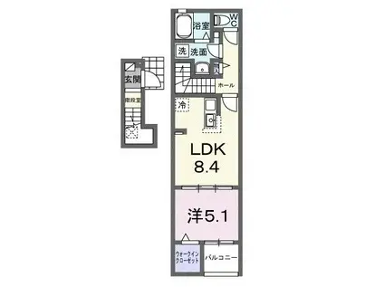 ベルファニー ショウワ A(1LDK/2階)の間取り写真