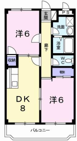 ドミールムラセ(2DK/3階)の間取り写真