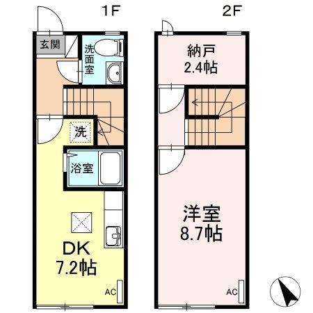 YSAP厨川(1DK/1階)の間取り写真