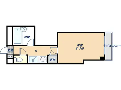 ビラ菱屋西(1K/3階)の間取り写真