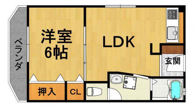 丸永マンション(1LDK/2階)の間取り写真