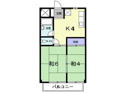 シティーハイツ中川 A(2K/2階)の間取り写真