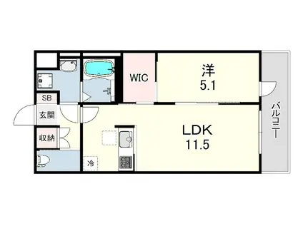 ペルル5(1LDK/2階)の間取り写真