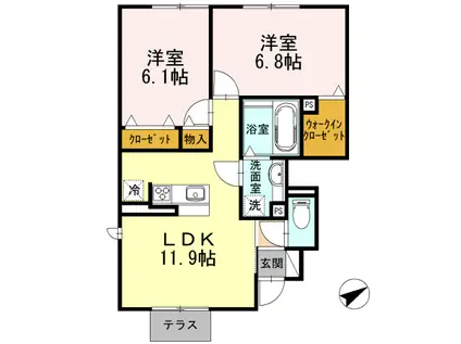 コート・ド・メールII番館 B棟(2LDK/1階)の間取り写真