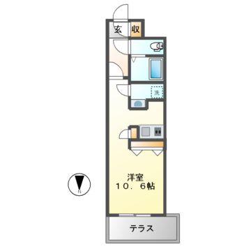 QUADOR今池イースト(ワンルーム/1階)の間取り写真