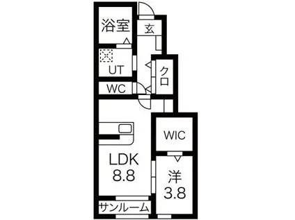 レユシール(1LDK/1階)の間取り写真