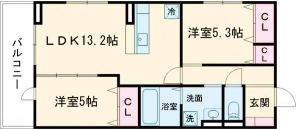 D-ROOM水前寺5丁目(2LDK/2階)の間取り写真