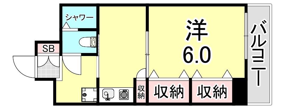 ブルームライフ兵庫(1K/5階)の間取り写真