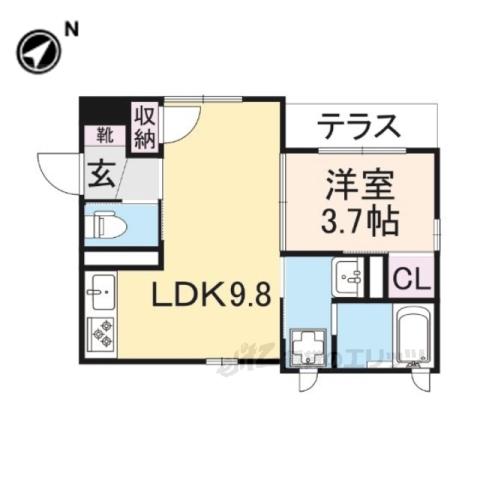 ピコットVI(1LDK/1階)の間取り写真
