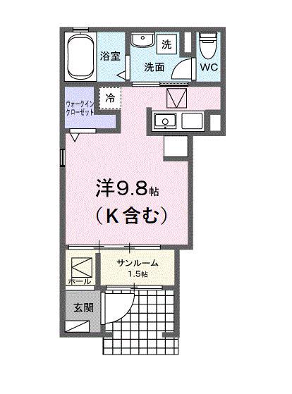 S・GVII(ワンルーム/1階)の間取り写真