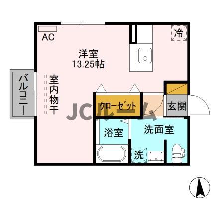 ブランメゾン C棟(ワンルーム/2階)の間取り写真