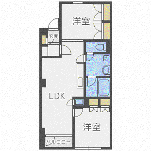 ノルド山の手(2LDK/4階)の間取り写真