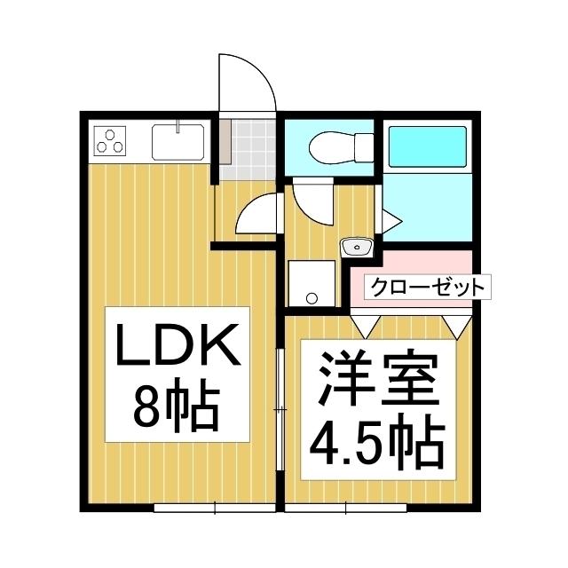 宮坂ハイツ(1LDK/1階)の間取り写真