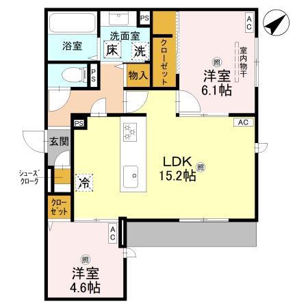 ラ メゾン ピック 中百舌鳥2(2LDK/1階)の間取り写真