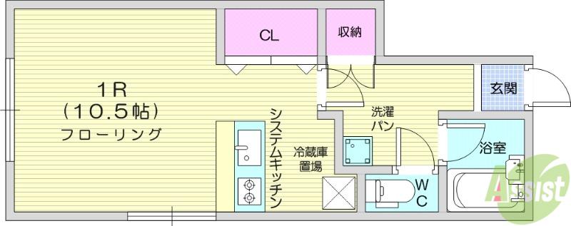 プランドール桜木(ワンルーム/1階)の間取り写真