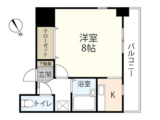 ハートランド舟入中町(1K/4階)の間取り写真