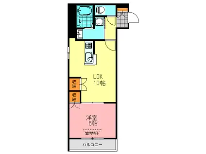 緑井コージーハウス(1LDK/3階)の間取り写真