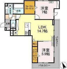 リエート(2LDK/3階)の間取り写真