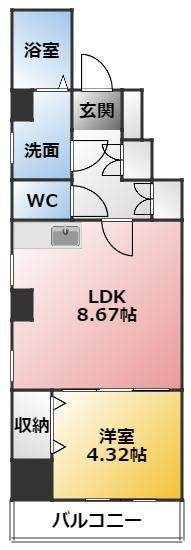 エイトエムジー名駅(1LDK/4階)の間取り写真