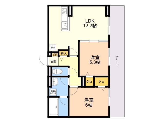 CHOUETTE(2LDK/2階)の間取り写真