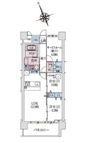 スプランディッド大阪NAMBA LINE(3LDK/3階)の間取り写真