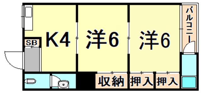 木の実荘(2K/1階)の間取り写真