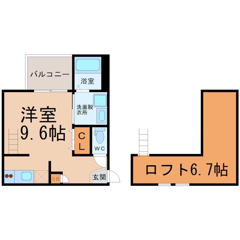 フェリーチェ(1K/1階)の間取り写真