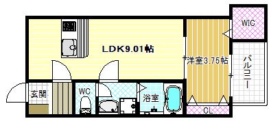 FSTYLE恵我之荘(1LDK/1階)の間取り写真