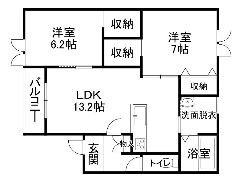 トレイブルックY館(2LDK/3階)の間取り写真