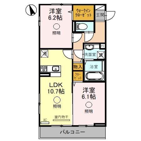 SEED 東大宮(2LDK/2階)の間取り写真