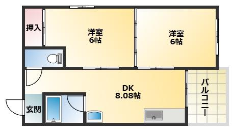 にしきマンション(2DK/1階)の間取り写真