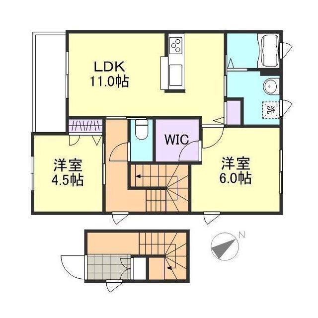 ヴィラーチェ福井(2LDK/2階)の間取り写真