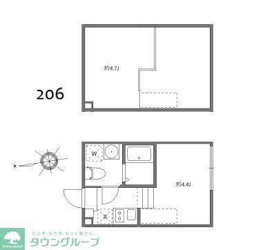 ブリスガーデン(ワンルーム/2階)の間取り写真