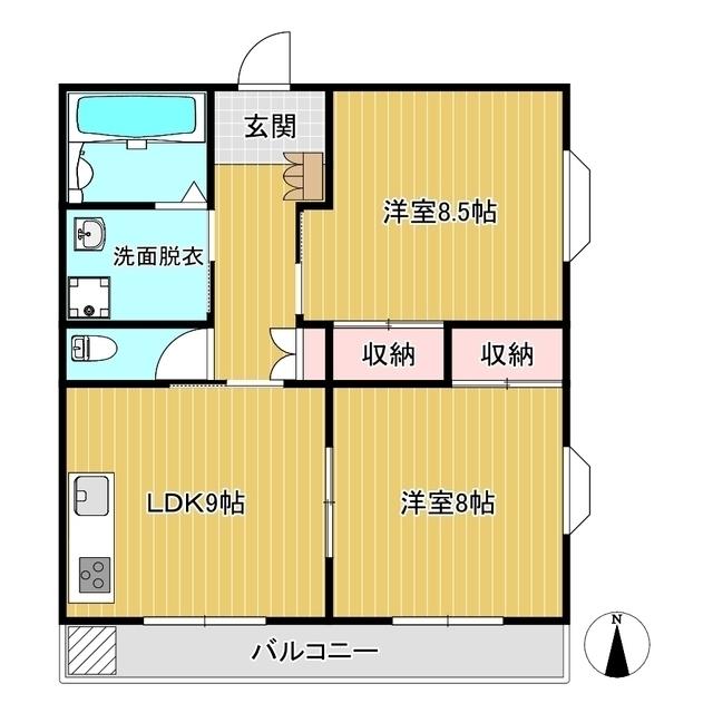 ハイツアーサー(2DK/1階)の間取り写真