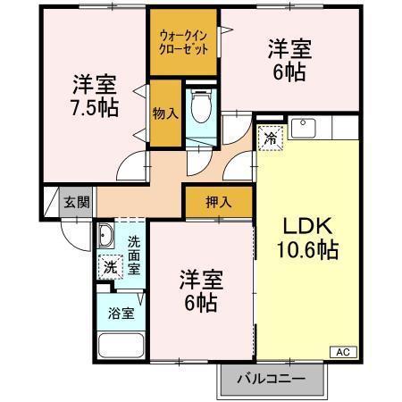 セジュール椿(3LDK/1階)の間取り写真