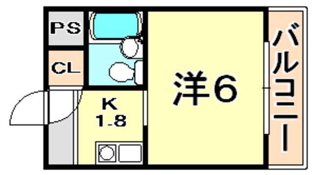 コスモメイト北野(1K/3階)の間取り写真