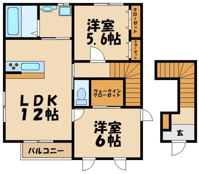 CREST GARDEN(2LDK/2階)の間取り写真