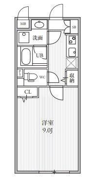 THE PALMS大島(1K/4階)の間取り写真