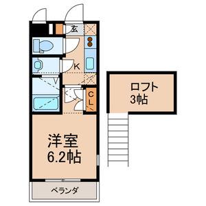 エステート新松戸24(1K/2階)の間取り写真